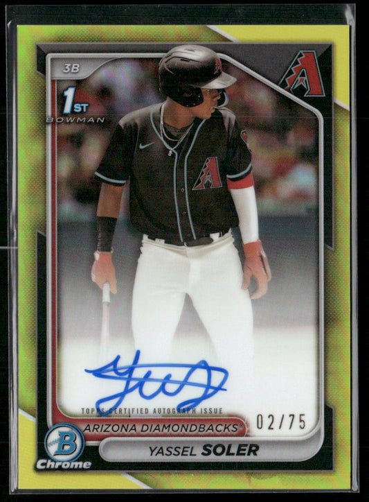 2024 Bowman Chrome Yassel Soler Prospects Autographs Yellow Refractors #/75