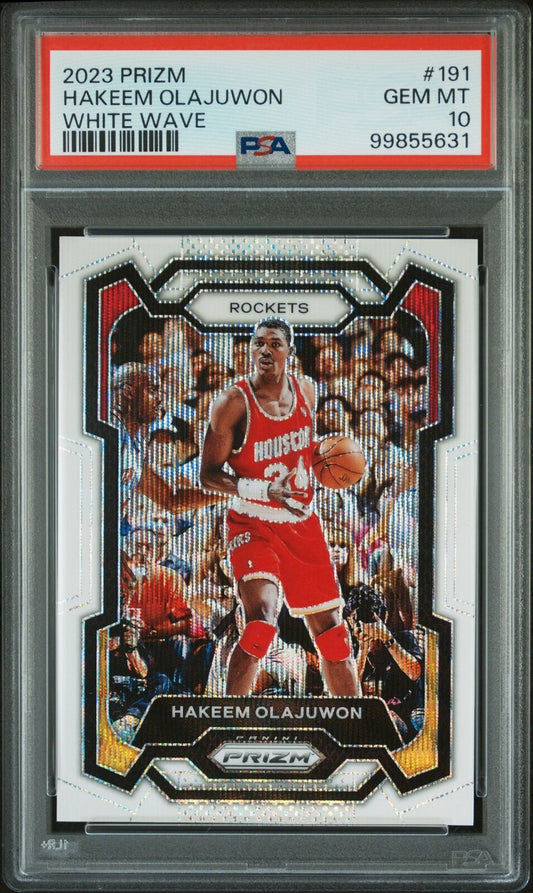 2023 Panini Prizm #191 Hakeem Olajuwon White Wave PSA 10