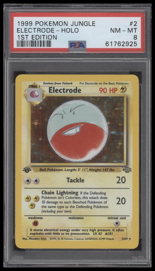 Electrode-Holo 1999 Pokemon Jungle #2 1st Edition PSA 8