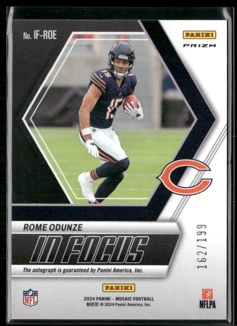 ROME ODUNZE 2024 Panini Mosaic Football Red In Focus Auto RC /199 Chicago Bears