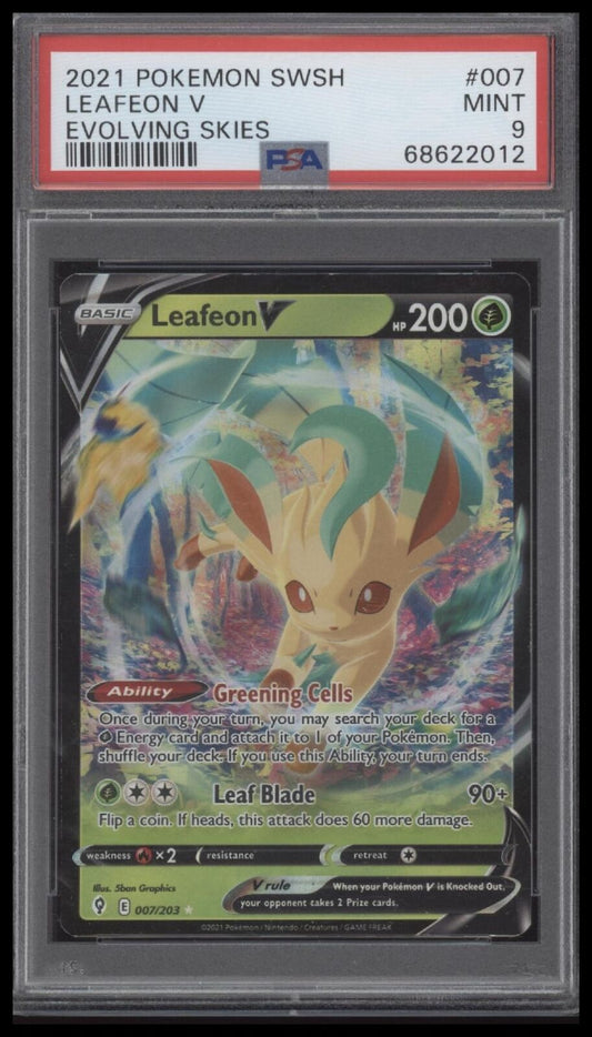 2021 Pokemon Sword & Shield Evolving Skies #007 Leafeon V Evolving Skies PSA 9