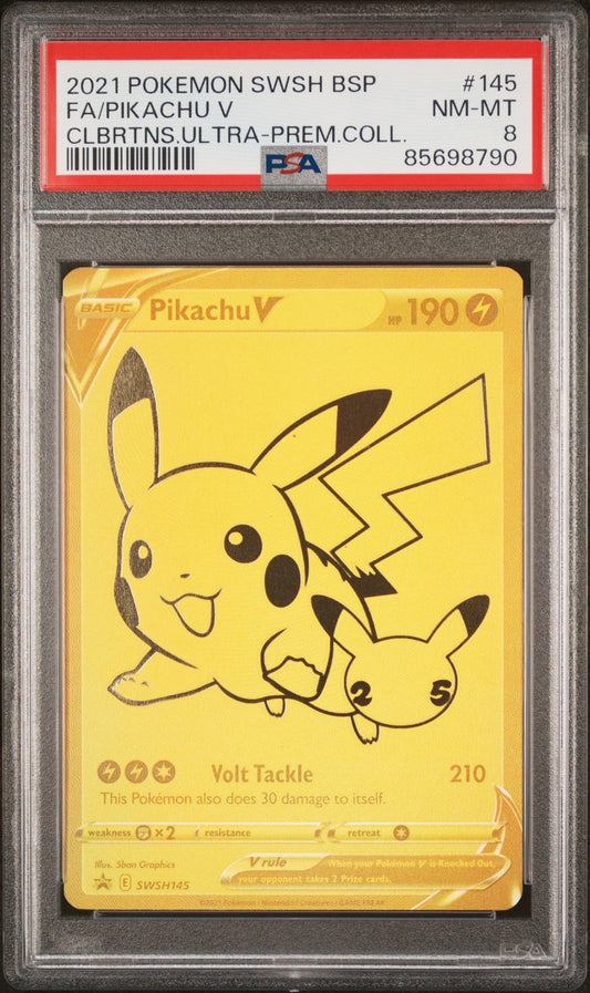 Fa/Pikachu V 2021 Black Star Promo #145 Clbrtns.Ultra-Prem.Coll. PSA 8