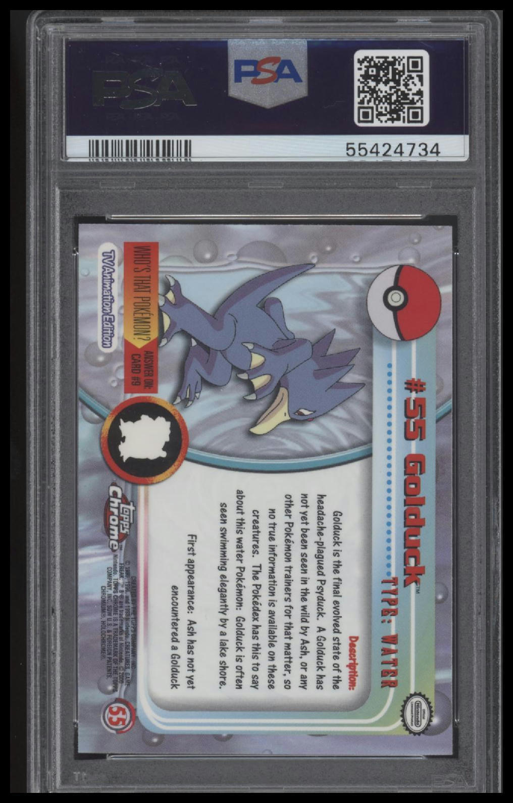 2000 Topps Chrome Pokemon T.V. #55 Golduck Pokemon T.V. PSA 10