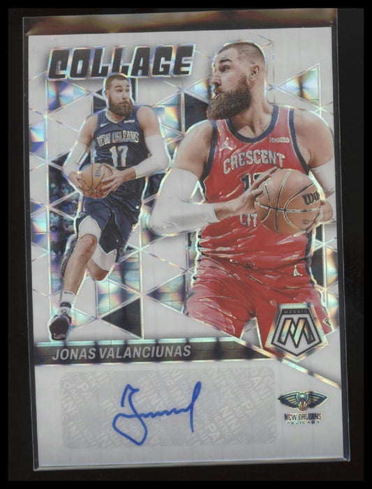 2023-24 Panini Mosaic Jonas Valanciunas Collage Autographs Mosaic White #/25