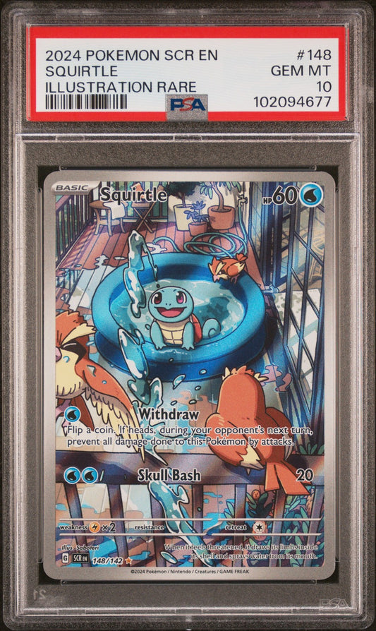 Squirtle 2024 Pokemon Scr En-Stellar Crown #148 Illustration Rare PSA 10