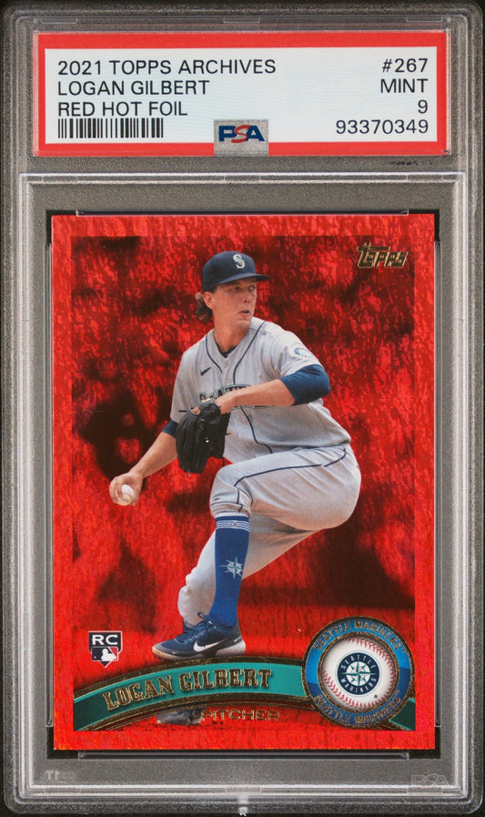 Logan Gilbert 2021 Topps Archives #267 Red Hot Foil PSA 9