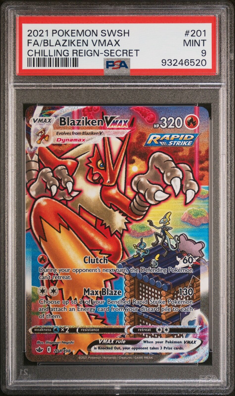 2021 Pokemon Sword & Shield Chilling Reign #201 Fa/Blaziken Vmax-Secret PSA 9