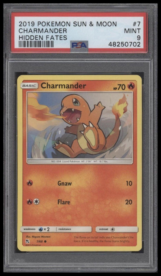 2019 Pokemon Sun & Moon Hidden Fates #7 Charmander Hidden Fates PSA 9