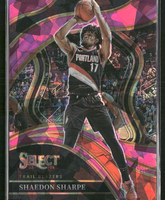 2023-24 Panini Select #215 Shaedon Sharpe Pink Cracked Ice Prizms #/99