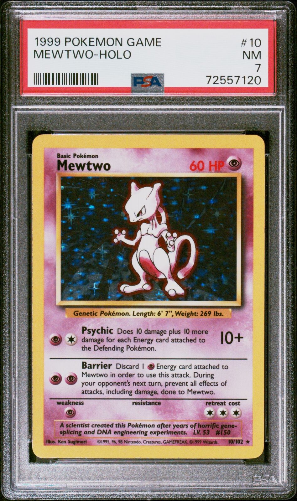 1999 Pokemon Game #10 Mewtwo-Holo PSA 7