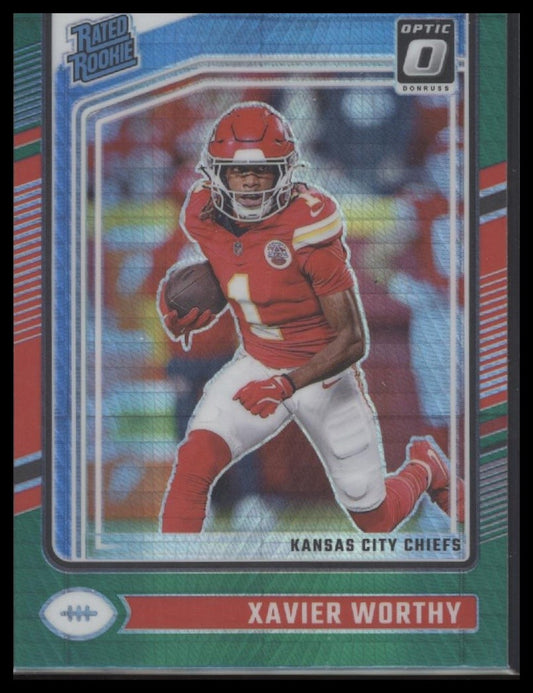 Xavier Worthy 2024 Donruss #398 Optic Rated Rookies Preview Red and Green