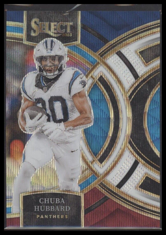 2023 Panini Select #191 Chuba Hubbard Tri-Color Prizms #/225