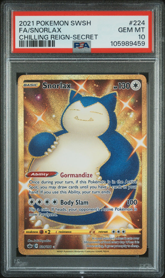 Fa/Snorlax 2021 Pokemon Chilling Reign-Secret PSA 10