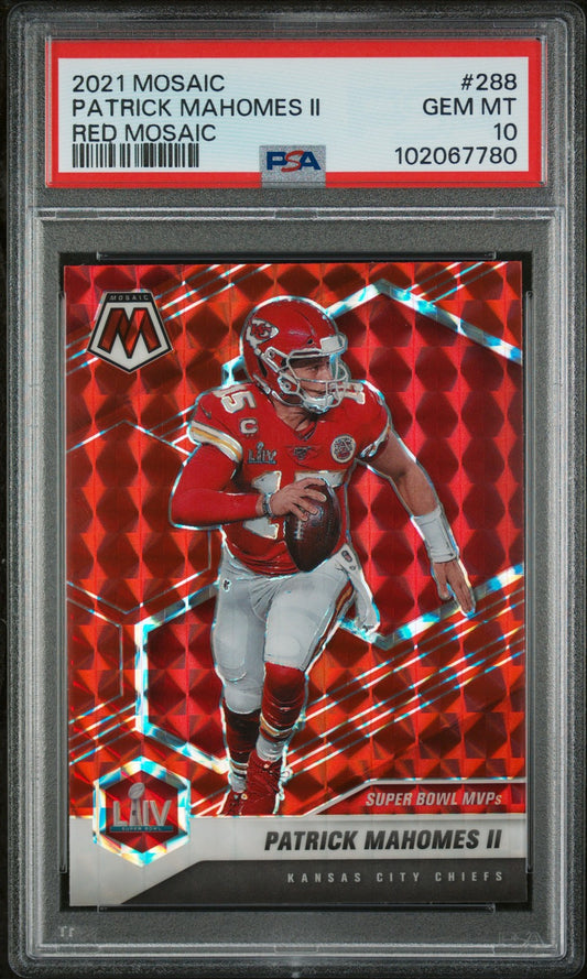 Patrick Mahomes Ii 2021 Panini Mosaic #288 Red Mosaic PSA 10