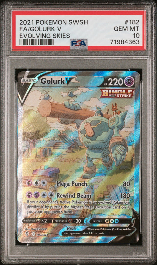 Fa/Golurk V 2021 Pokemon Sword & Shield Evolving Skies PSA 10