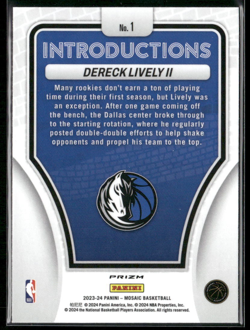 2023-24 Panini Mosaic #1 Dereck Lively II Introductions Mosaic