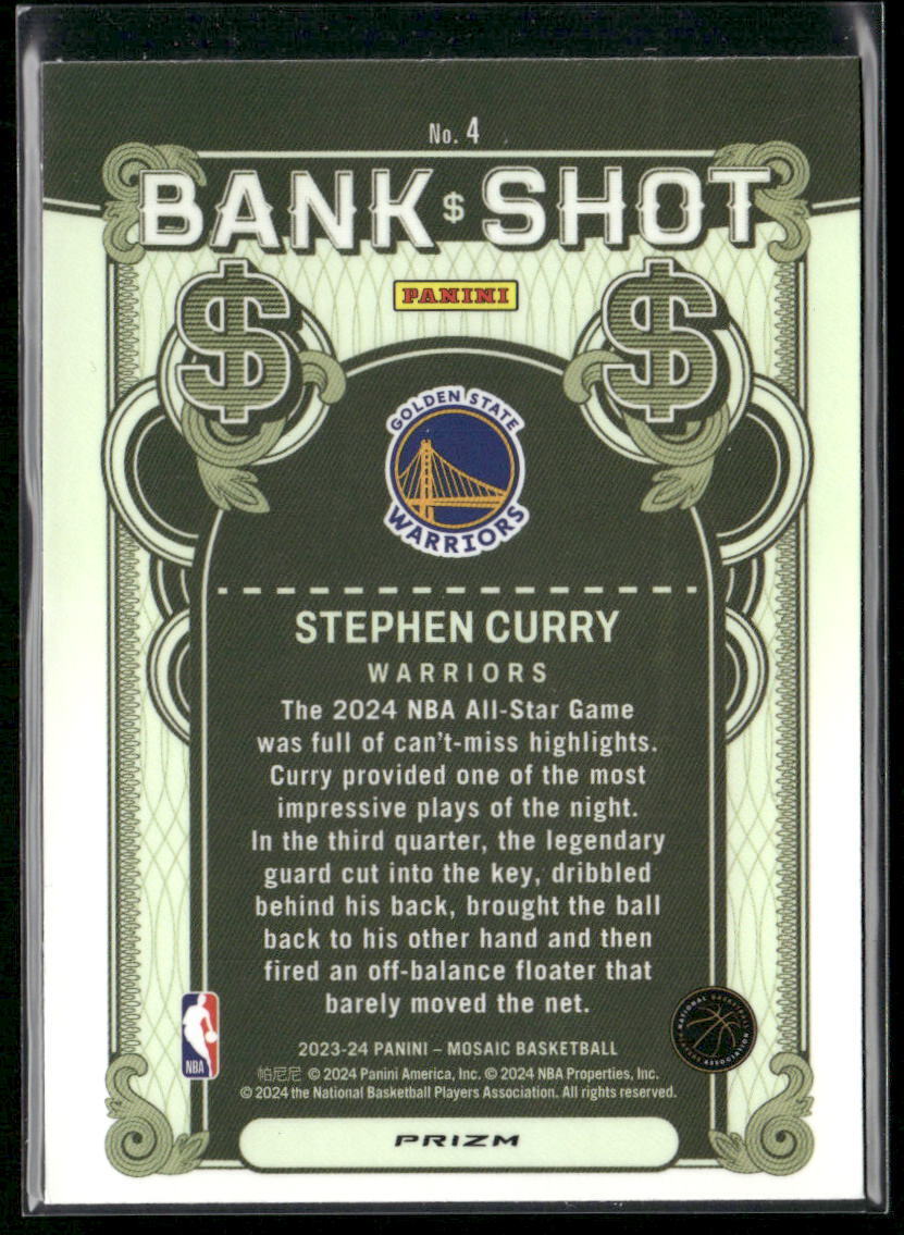 2023-24 Panini Mosaic #4 Stephen Curry Bank Shot Mosaic Prizm