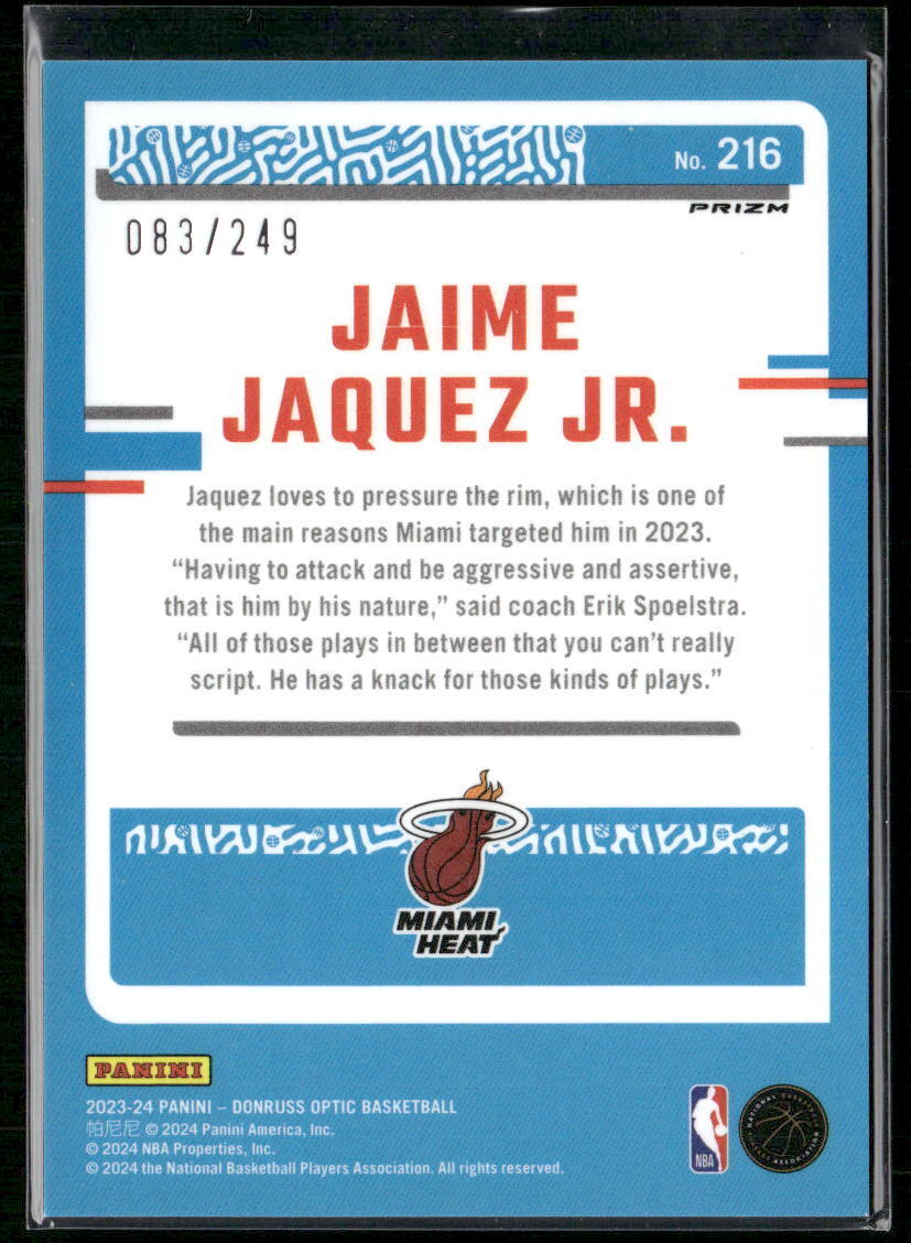 2023-24 Donruss Optic #216 Jaime Jaquez Jr. Aqua #/249