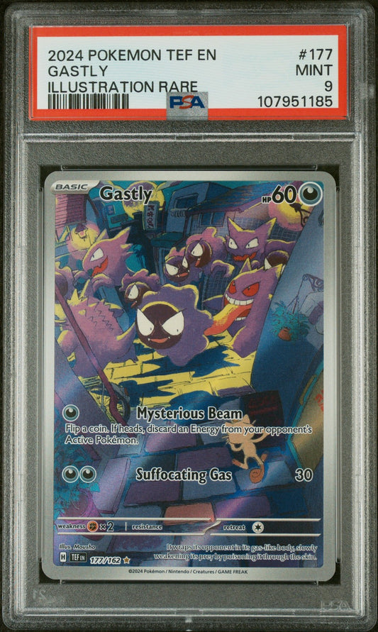 Gastly 2024 Pokemon Tef En-Temporal Forces #177 Illustration Rare PSA 9
