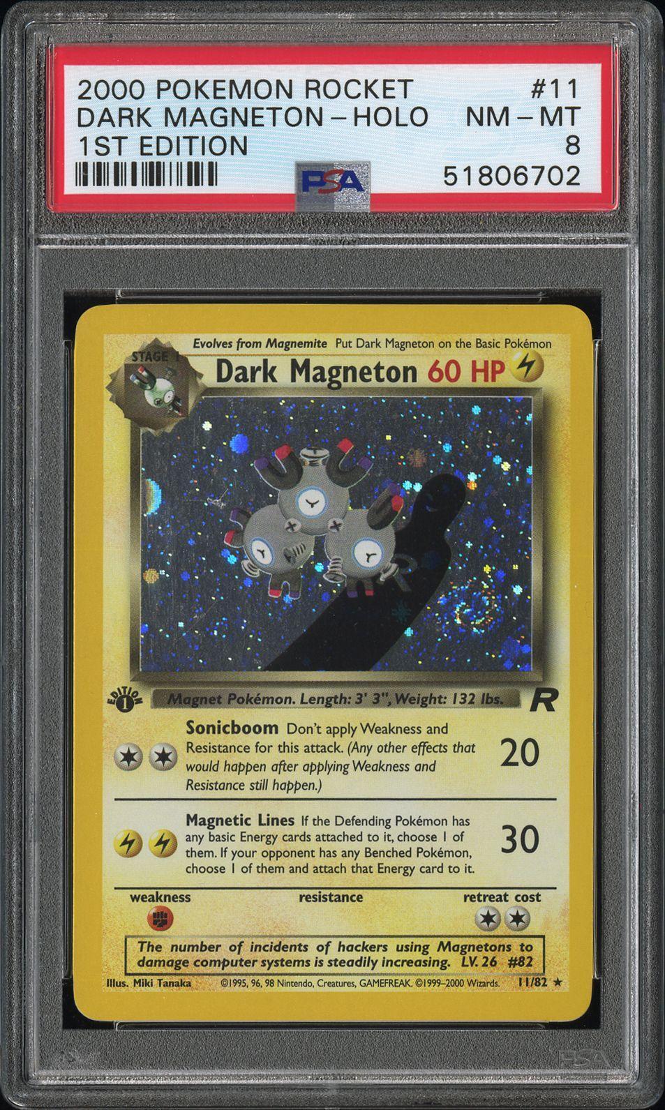 2000 Pokemon Rocket #11 Dark Magneton-Holo 1st Edition PSA 8