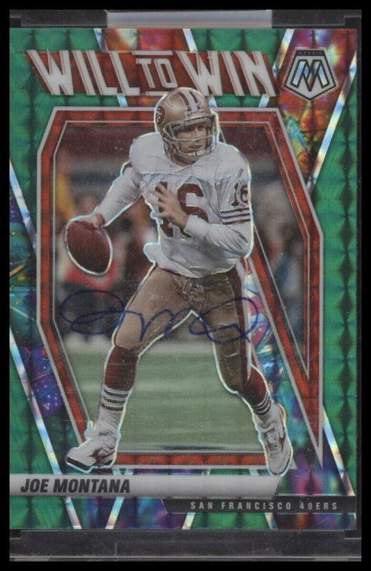 2021 Panini Mosaic Joe Montana Will to Win Mosaic Green - Certified Auto