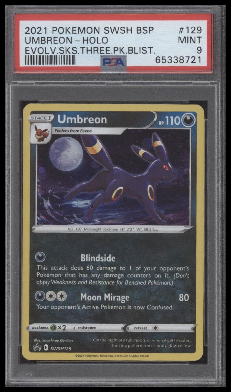 2021 Pokemon Black Star Promo #129 Umbreon-Holo Evolv.Sks. PSA 9