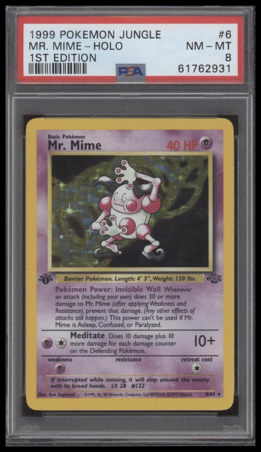 Mr. Mime-Holo 1999 Pokemon Jungle #6 1st Edition PSA 8
