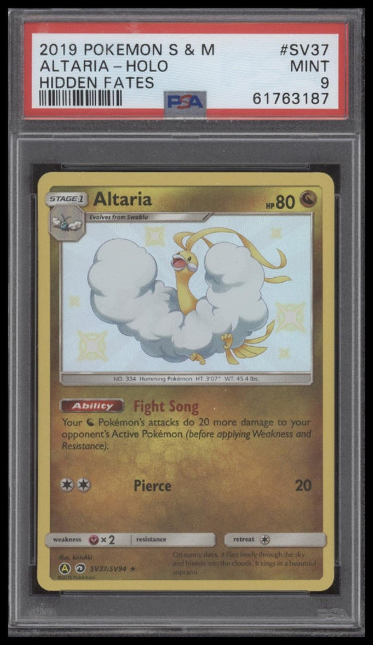 Altaria-Holo 2019 Pokemon Sun & Moon Hidden Fates #SV37 Hidden Fates PSA 9