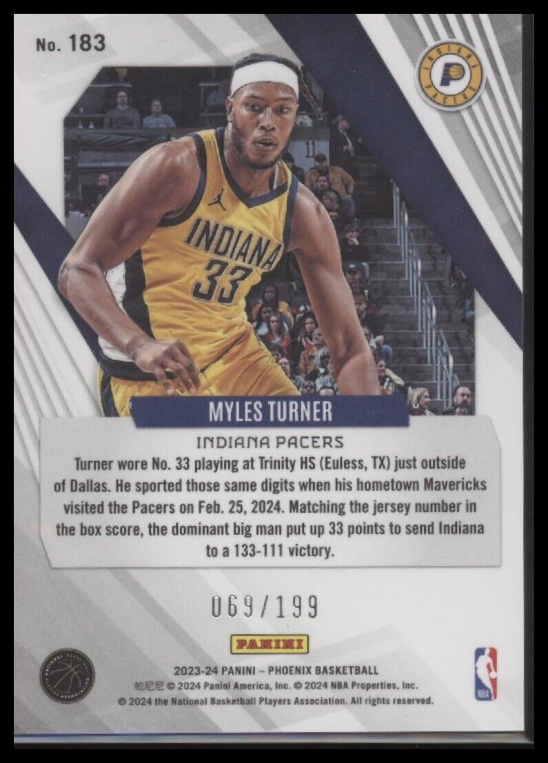 2023-24 Panini Phoenix #183 Myles Turner Red #/199