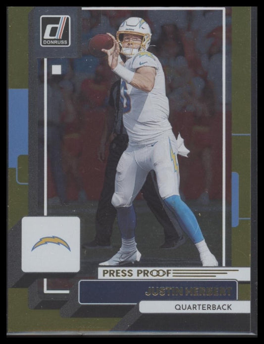 Justin Herbert 2022 Donruss #294 Gold Press Proof #/50