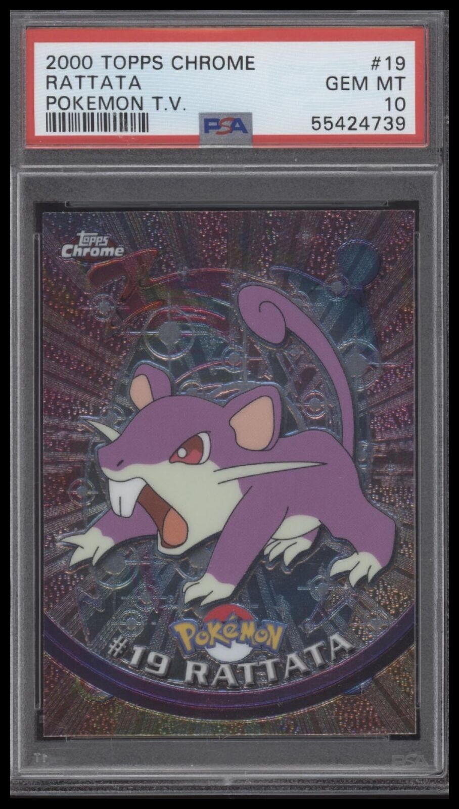 2000 Topps Chrome Pokemon T.V. #19 Rattata Pokemon T.V. PSA 10