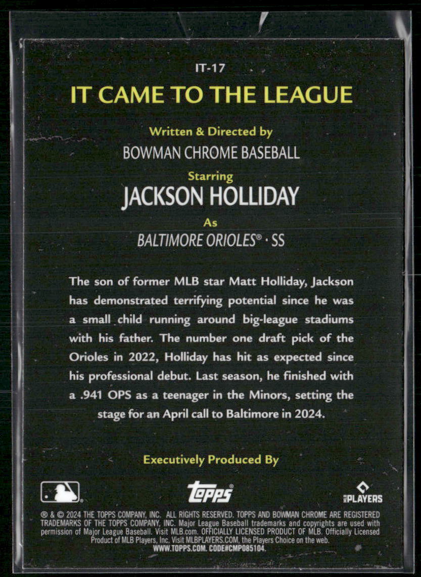 2024 Bowman Chrome #IT-17 Jackson Holliday It Came to the League