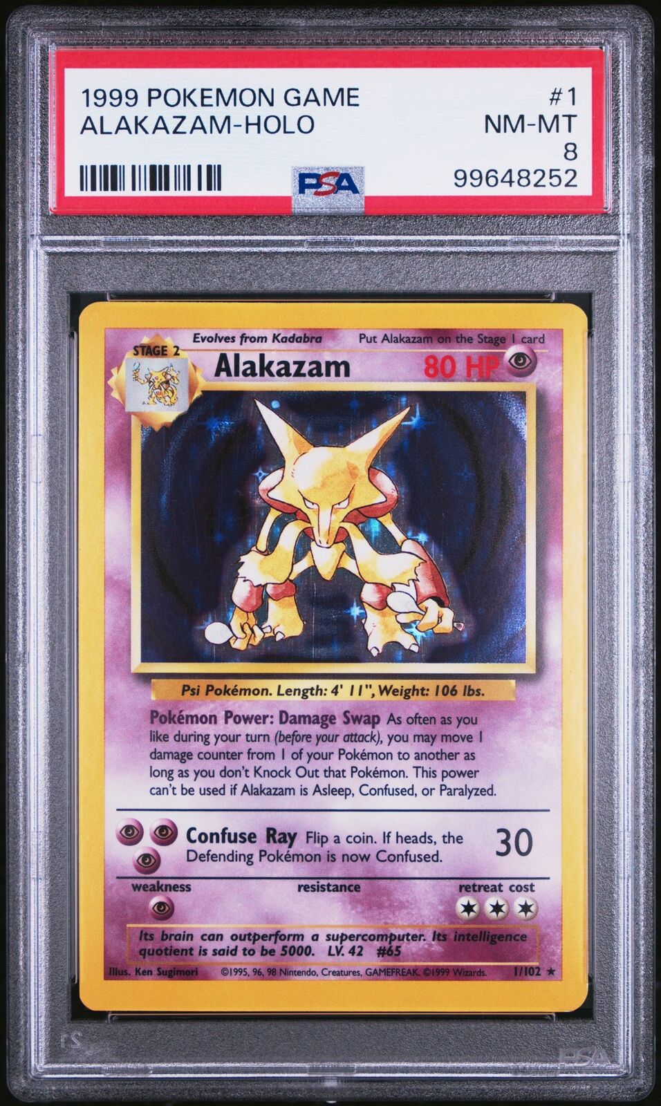 1999 Pokemon Game #1 Alakazam-Holo PSA 8