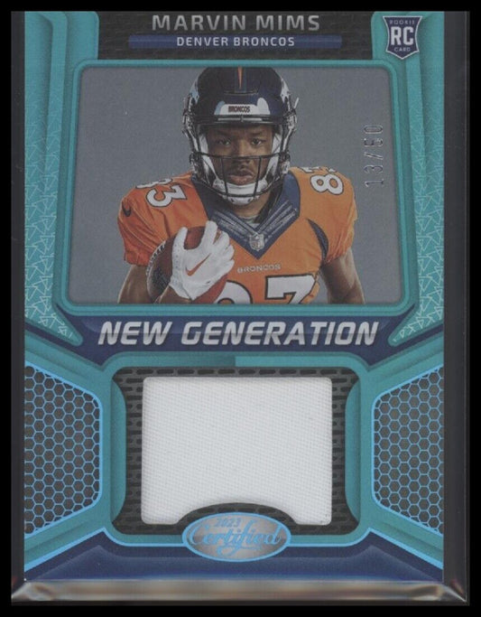 2023 Panini Certified Marvin Mims New Generation Jerseys Mirror Teal #/50