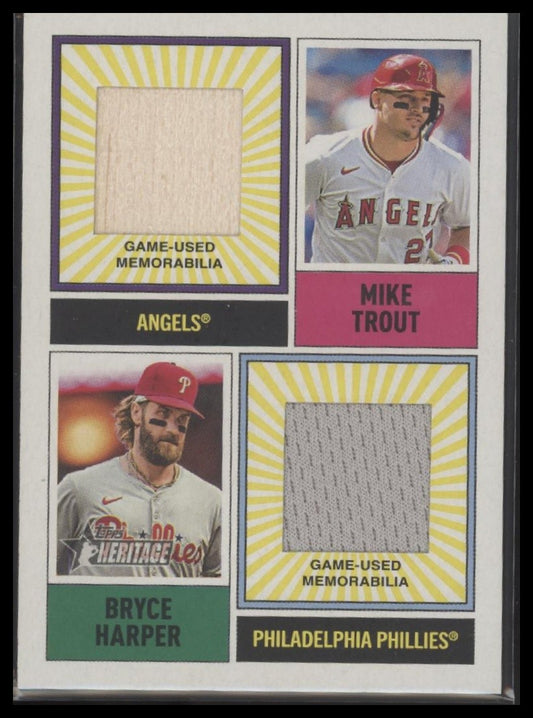 Bryce Harper / Mike Trout 2025 Topps Heritage Dual Player MLB Collection Relics