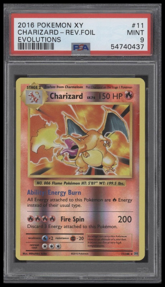 2016 Pokemon Xy Evolutions #11 Charizard-Rev.Foil Evolutions PSA 9
