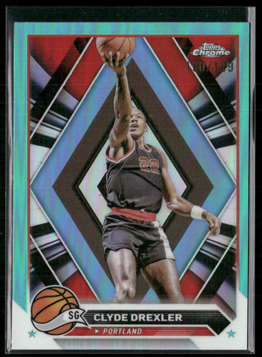 2023-24 Topps Chrome #72 Clyde Drexler Aqua Refractors #/199