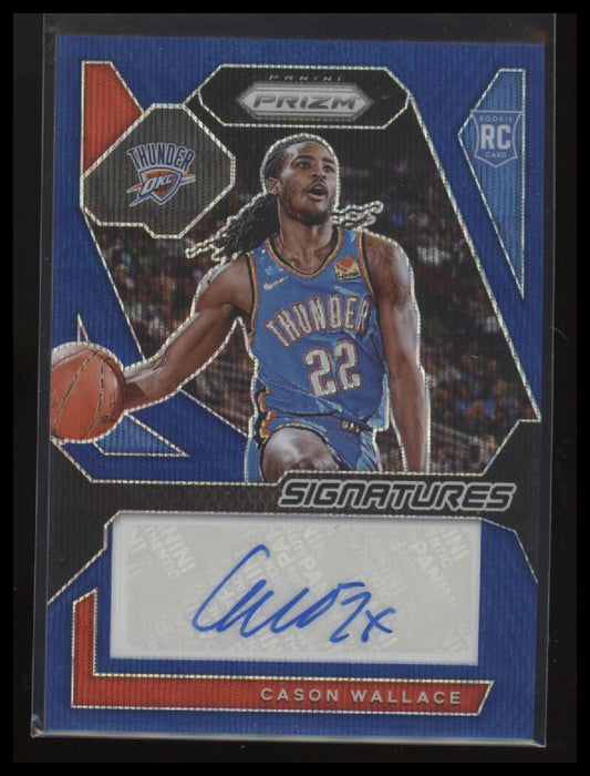 2023-24 Panini Prizm #RSI-WCE Cason Wallace Rookie Signatures Prizms Blue Wave
