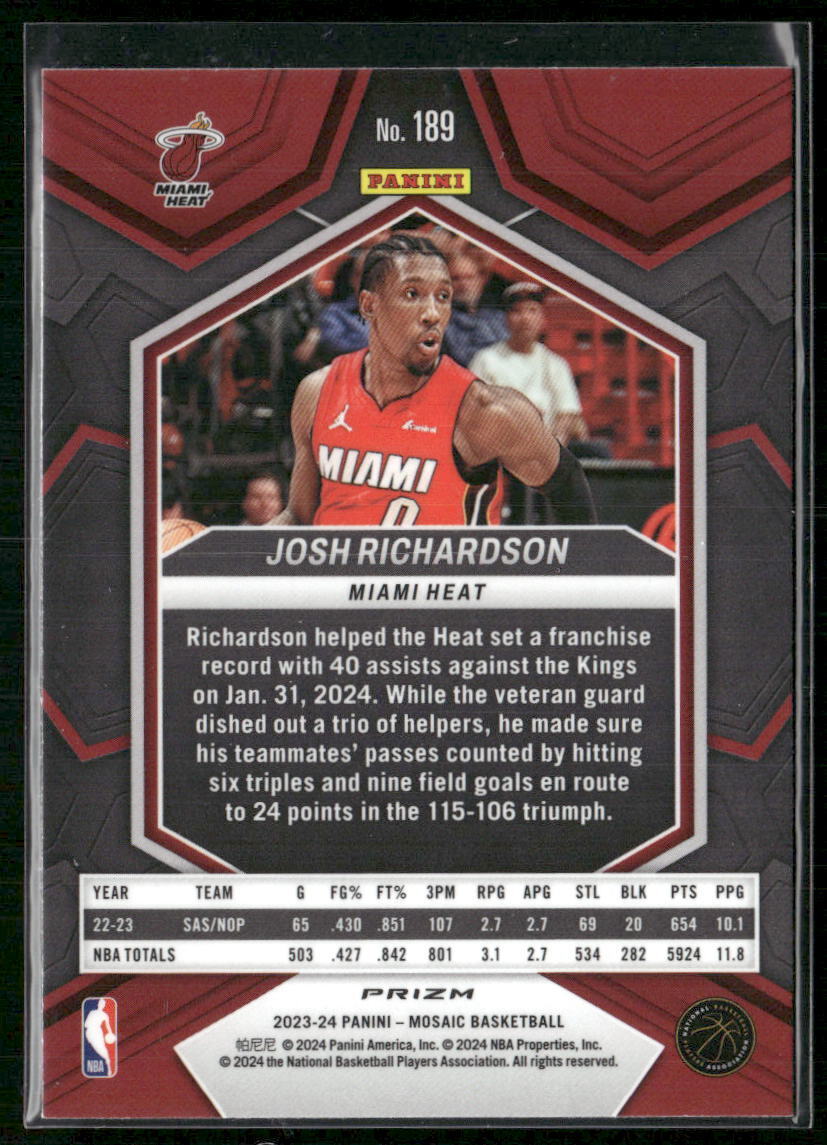2023-24 Panini Mosaic #189 Josh Richardson Glitter