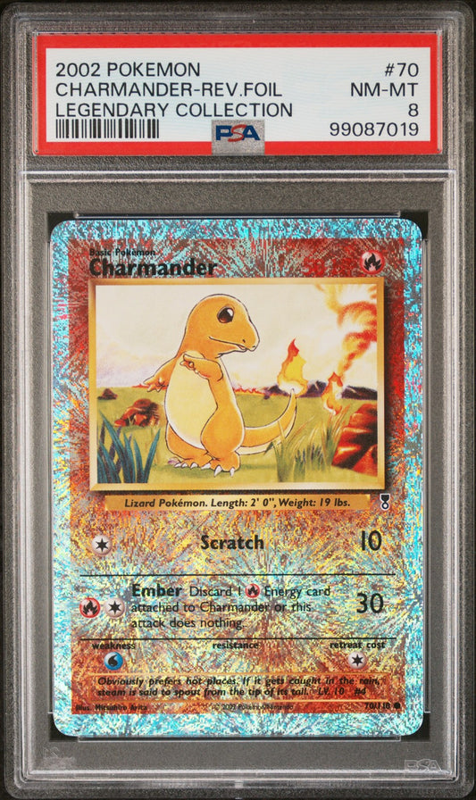 Charmander-Rev.Foil 2002 Pokemon Legendary Collection #70 PSA 8