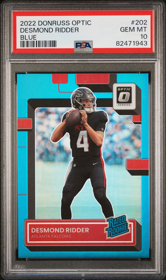 Desmond Ridder 2022 Panini Donruss Optic #202 Blue PSA 10