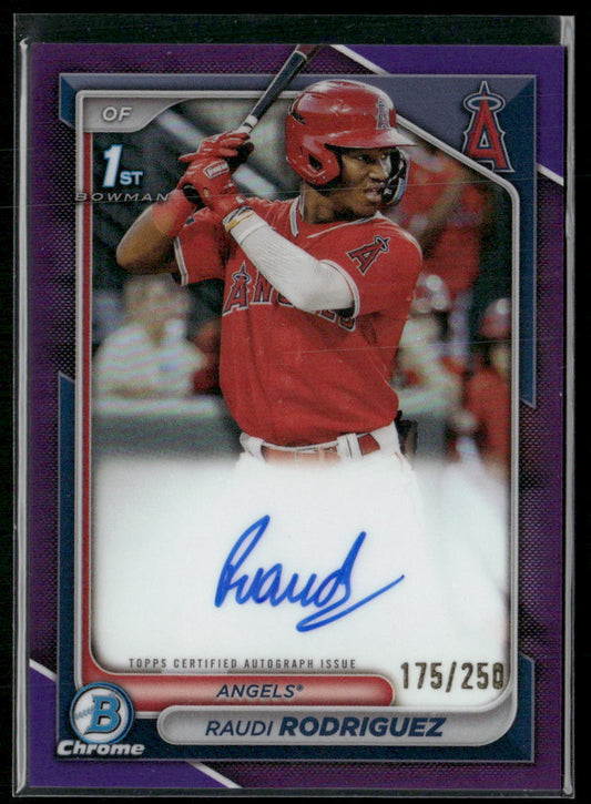 2024 Bowman Chrome Raudi Rodriguez Prospects Autographs Purple Refractors #/250