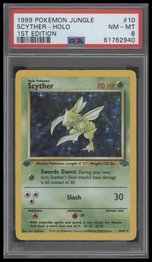 Scyther-Holo 1999 Pokemon Jungle #10 1st Edition PSA 8