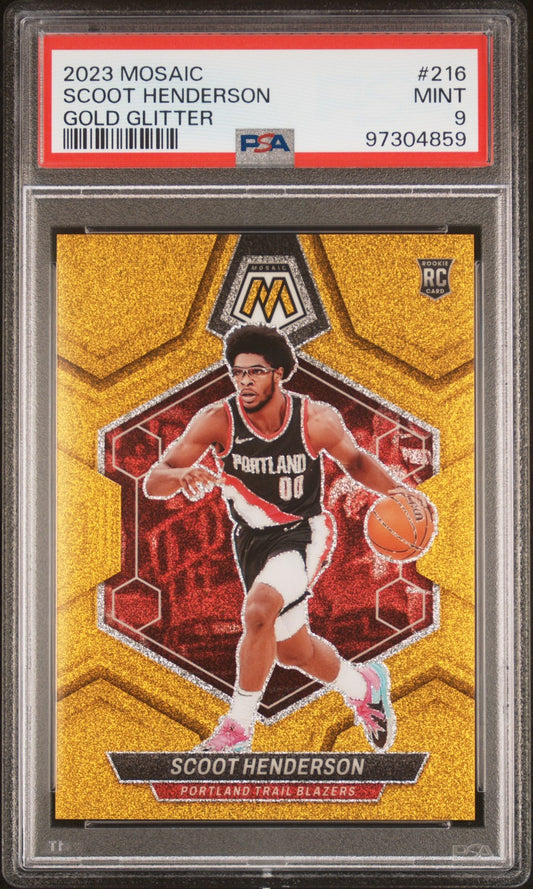 Scoot Henderson 2023 Panini Mosaic #216 Gold Glitter PSA 9