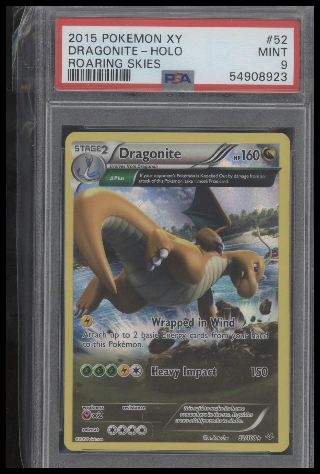 2015 Pokemon Xy Roaring Skies #52 Dragonite-Holo Roaring Skies PSA 9