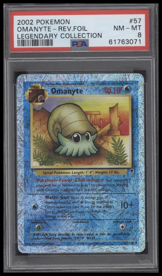 Omanyte-Rev.Foil 2002 Pokemon Legendary Collection #57 PSA 8