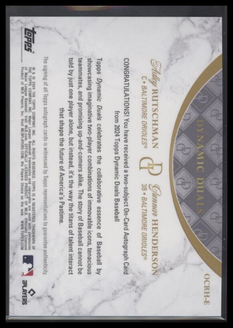 2024 Dynamic Duals Adley Rutschman / Gunnar Henderson On-Card – Dual Auto
