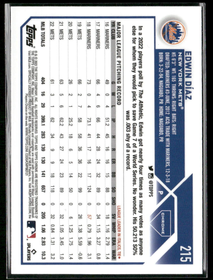 2023 Topps Chrome #215 Edwin Díaz Negative Refractor