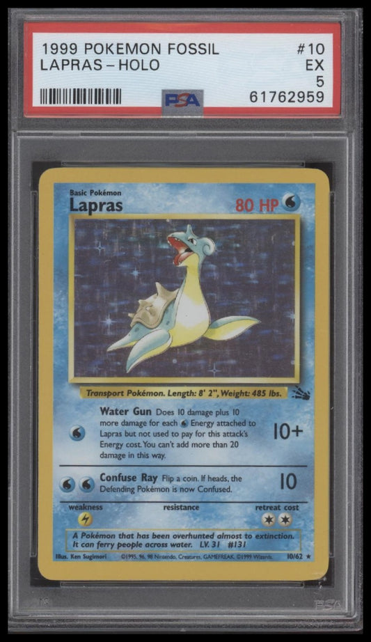 Lapras-Holo 1999 Pokemon Fossil #10 PSA 5