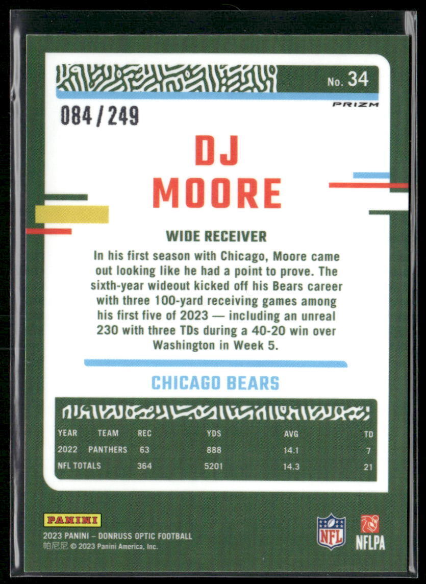 2023 Donruss Optic #34 DJ Moore Orange #/249